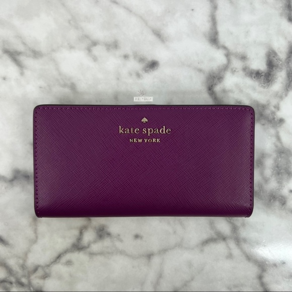 Kate Spade Staci Plum Pie Small Satchel Crossbody & Large Slim Bifold Wallet - Picture 12 of 16
